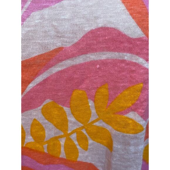 C&C California Bright Floral Linen Top Womens Size Small Summer Orange Pink - Picture 4 of 7